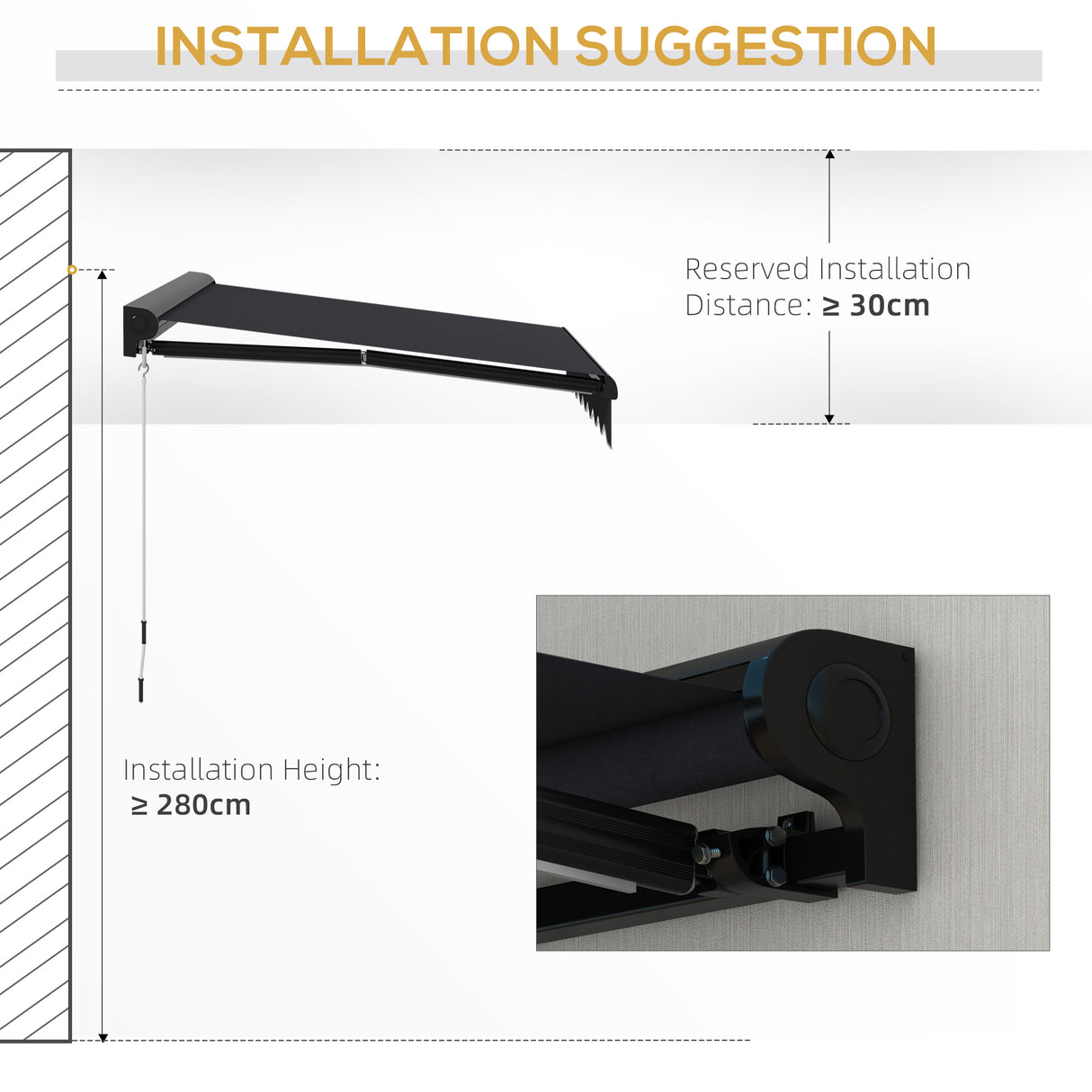 Polyester Electric Awning With LED Light 295cm Wide x 250cm Depth - Velmora