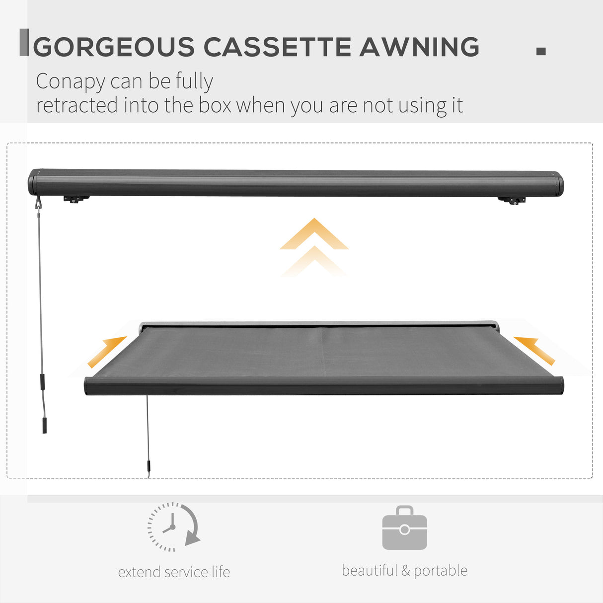 Polyester Electric Awning With Remote Controller 300cm Wide x 250cm Depth - Velmora