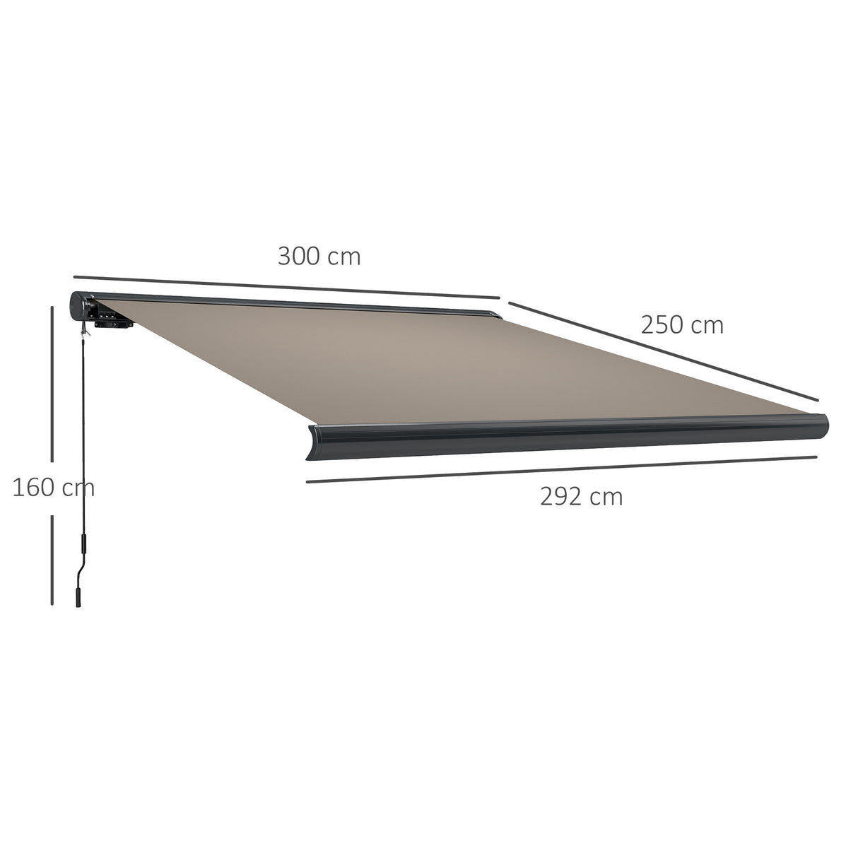 Polyester Electric Awning With Remote Controller 300cm Wide x 250cm Depth - Velmora