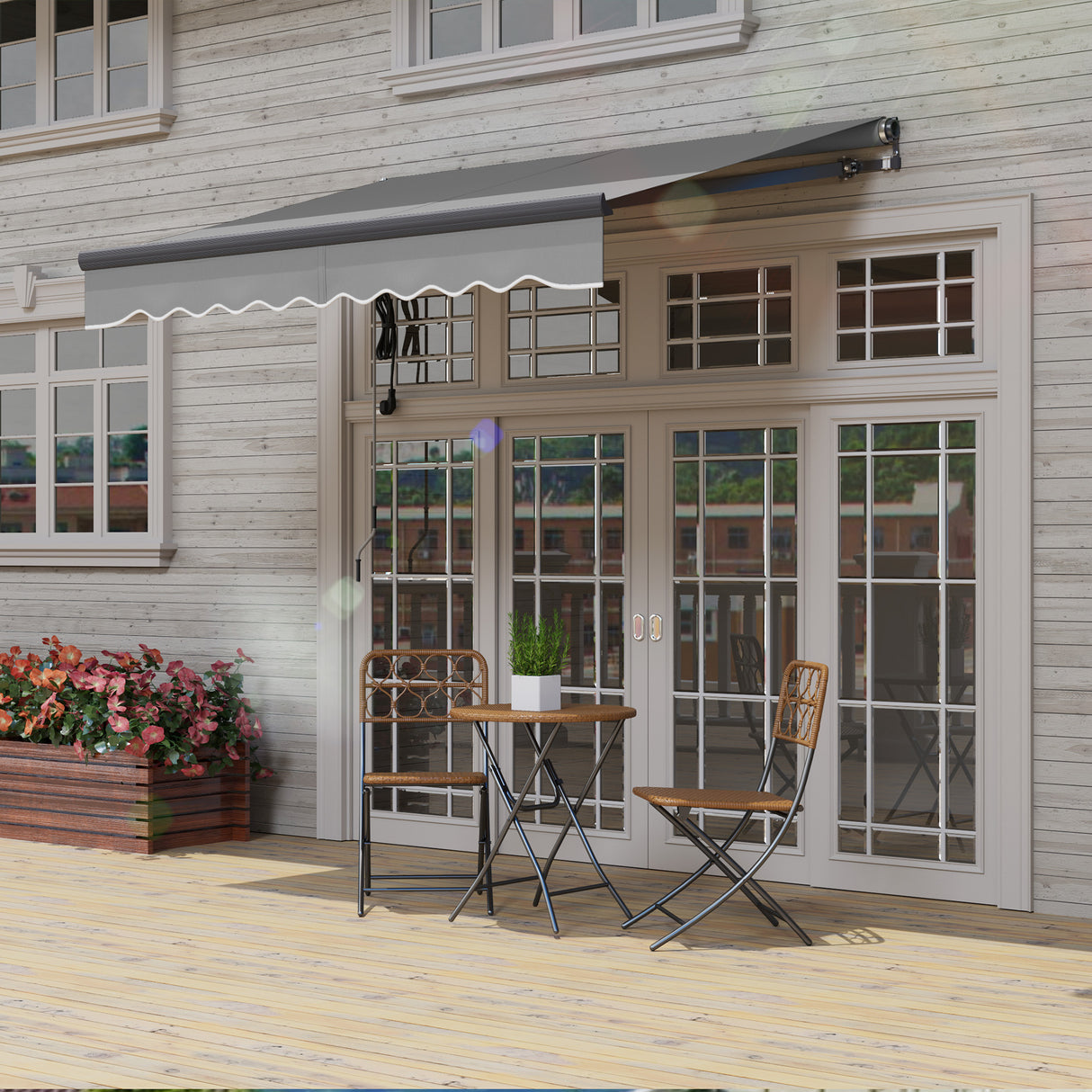 Polyester Electric Retractable Awning With Remote Controller 250cm Wide x 200cm Depth - Velmora