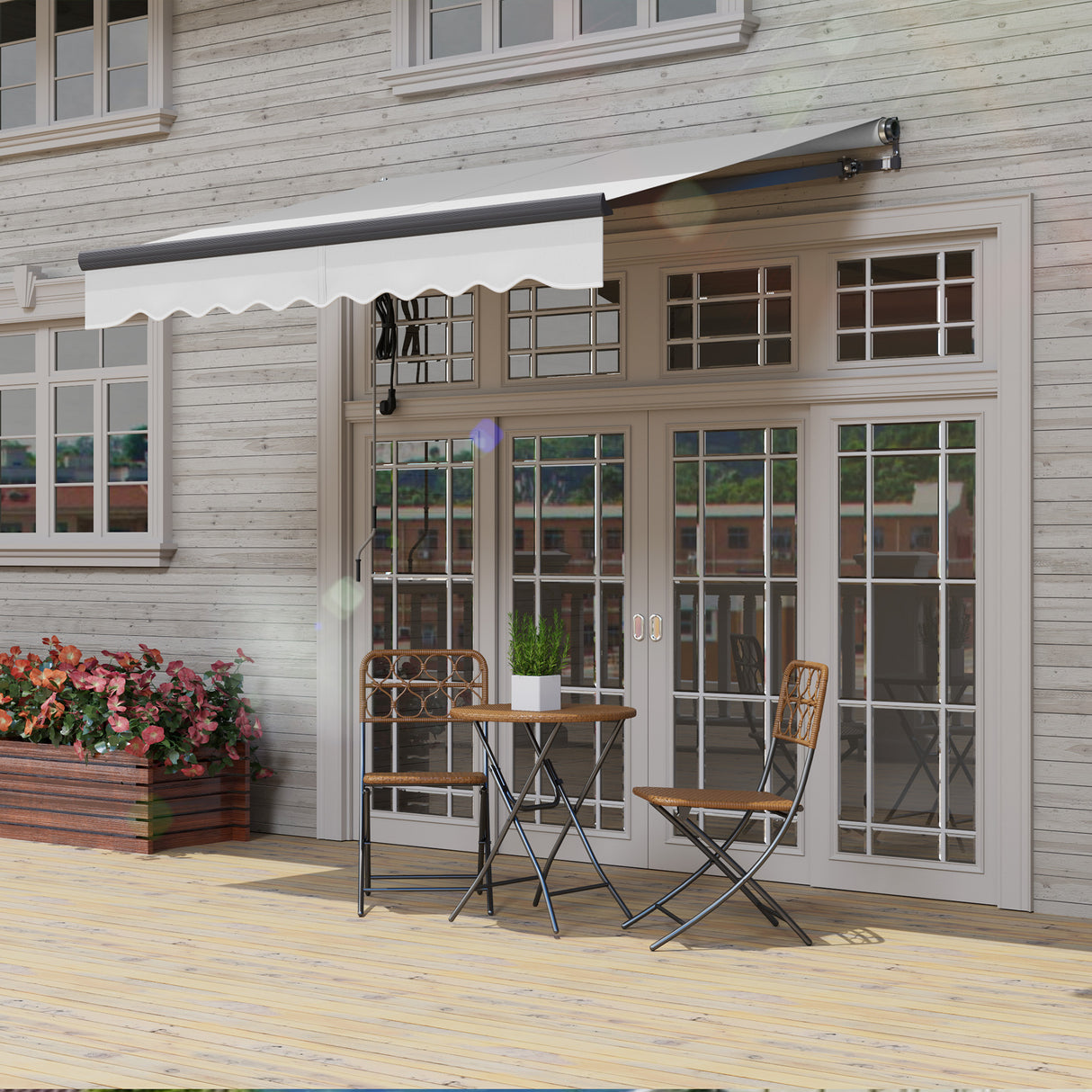 Polyester Electric Retractable Awning With Remote Controller 250cm Wide x 200cm Depth - Velmora