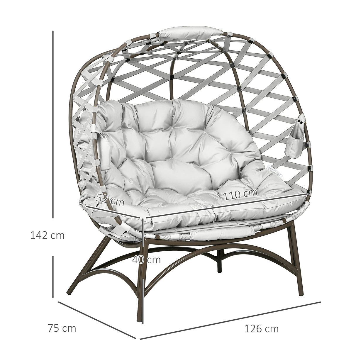 Polyester Fabric 2 Seater Folding Weave Egg Chair for Outdoor - Velmora