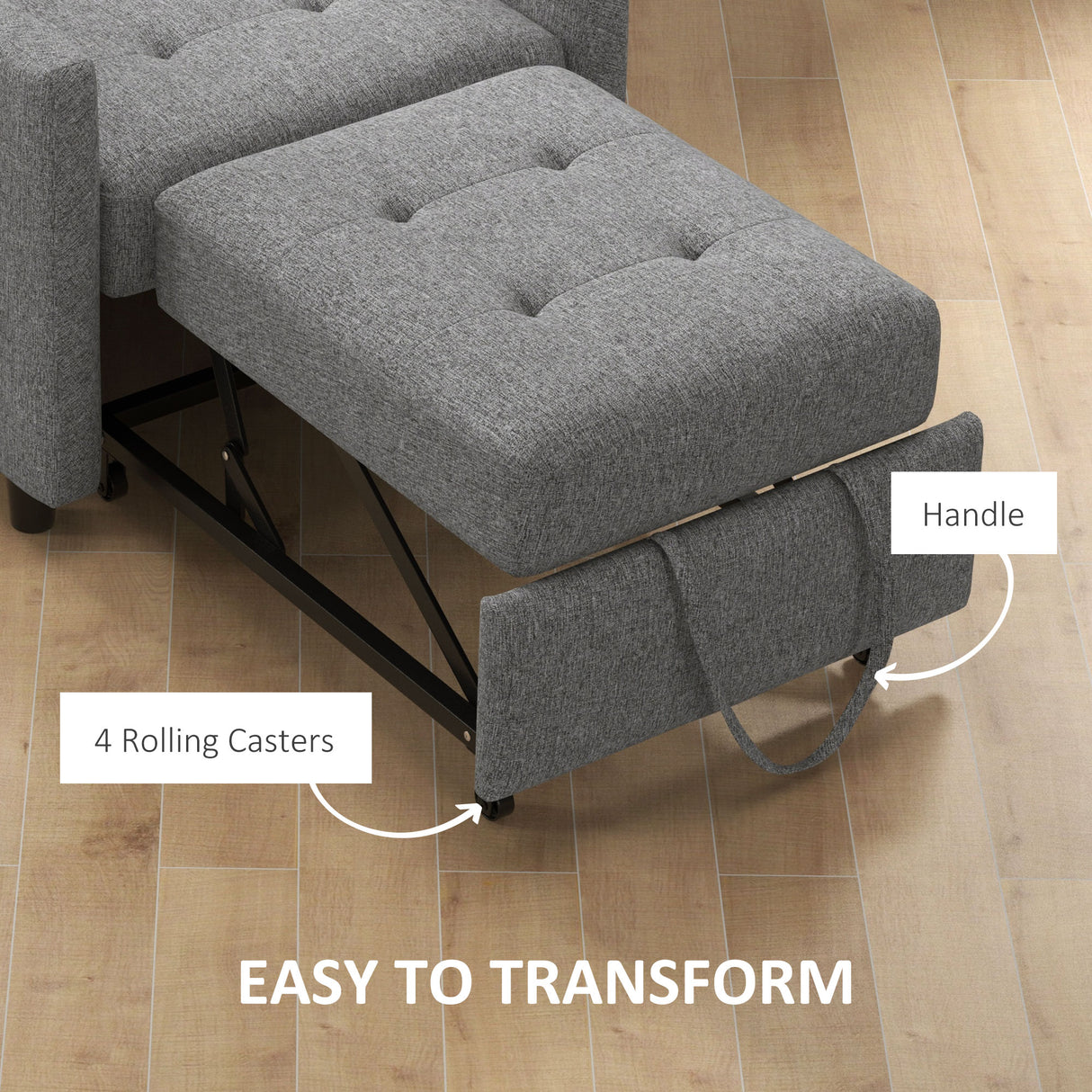 Polyester Fabric 1 Seater Sofa Bed 69cm Wide With 1 Pillow - Velmora