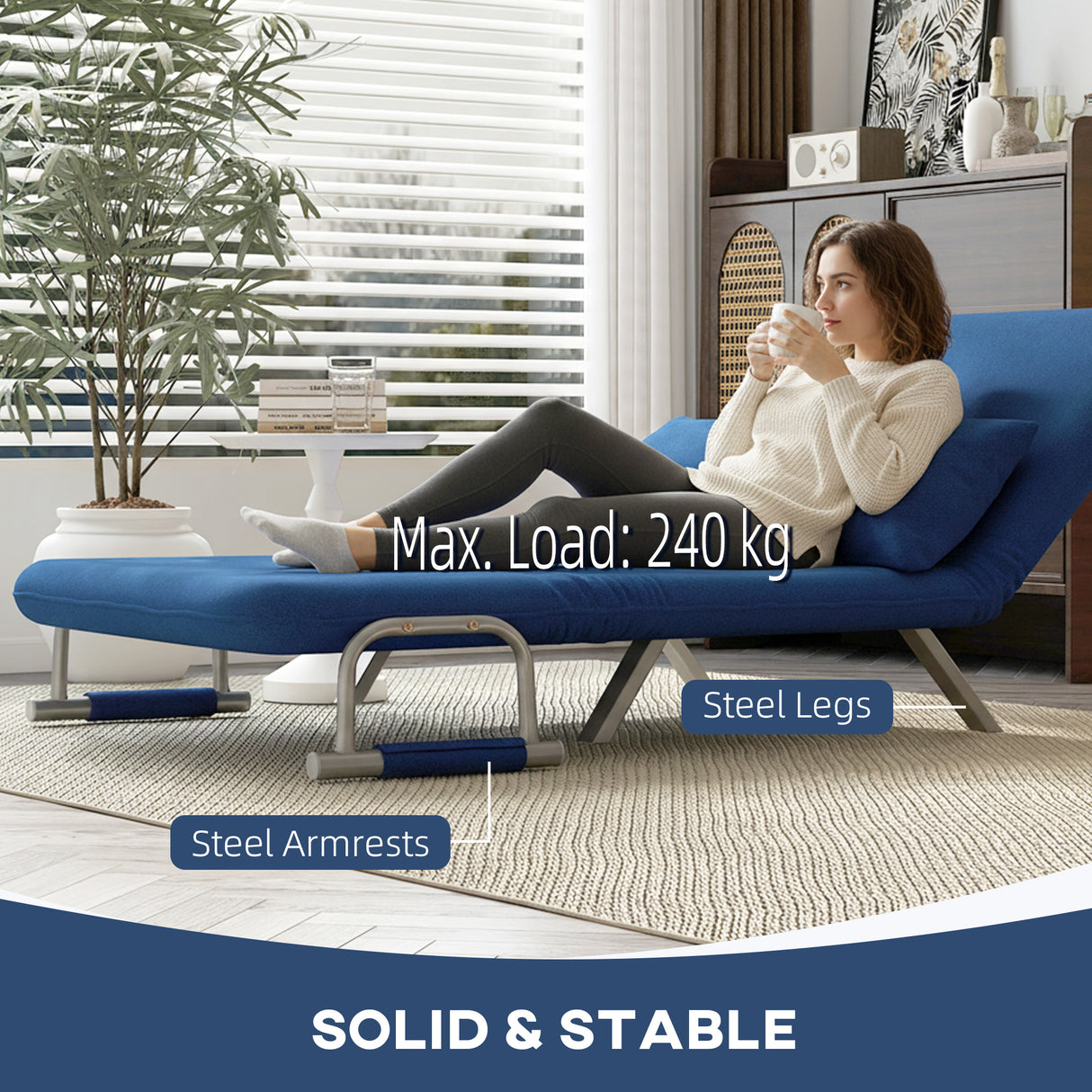 Polyester Fabric 2 Seater Sofa Bed 111cm Wide - Velmora
