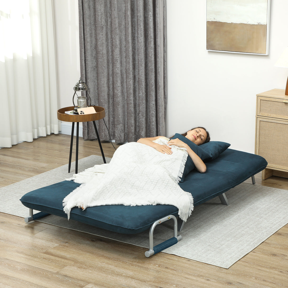 Polyester Fabric 2 Seater Sofa Bed 111cm Wide - Velmora