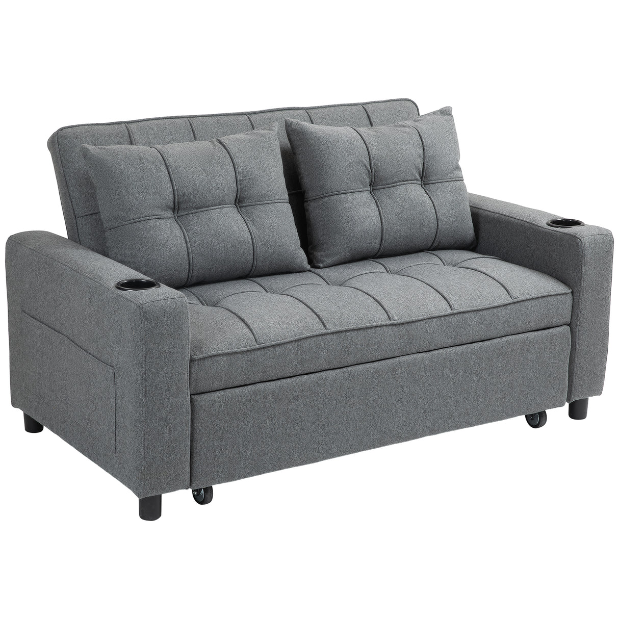 Polyester Fabric 2 Seater Sofa Bed 157cm Wide With 2 Pillows - Velmora