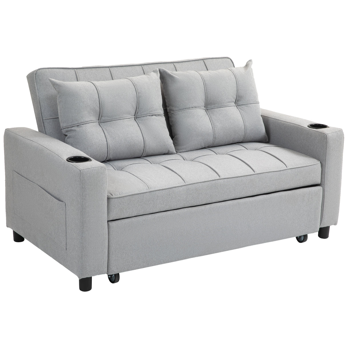 Polyester Fabric 2 Seater Sofa Bed 157cm Wide With 2 Pillows - Velmora
