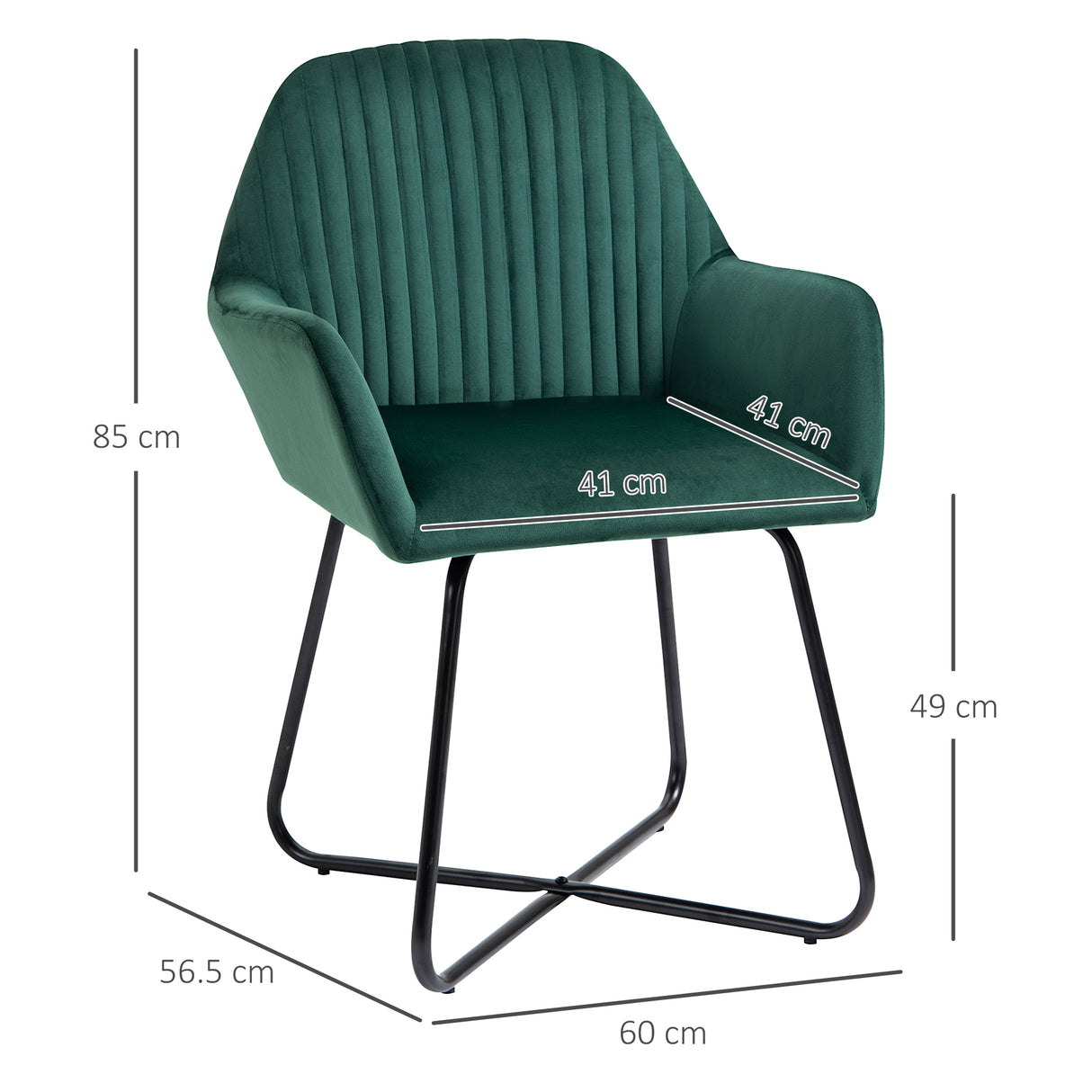 Polyester Fabric Accent Chair 60cm Wide With Metal Base - Velmora