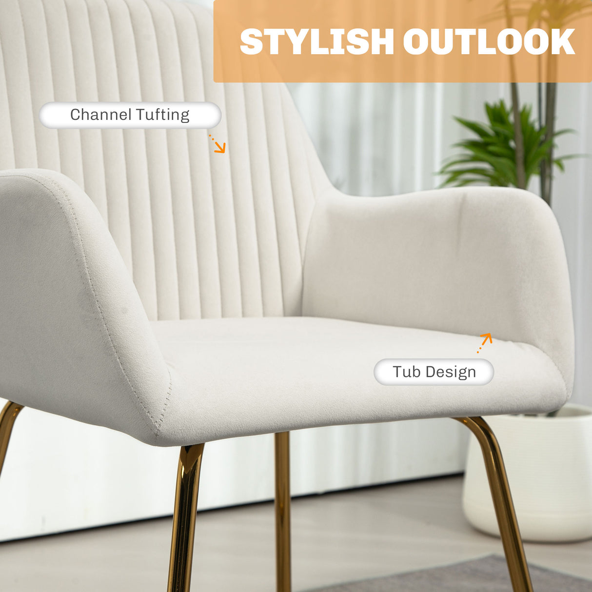 Polyester Fabric Accent Chair 60cm Wide With Metal Base - Velmora