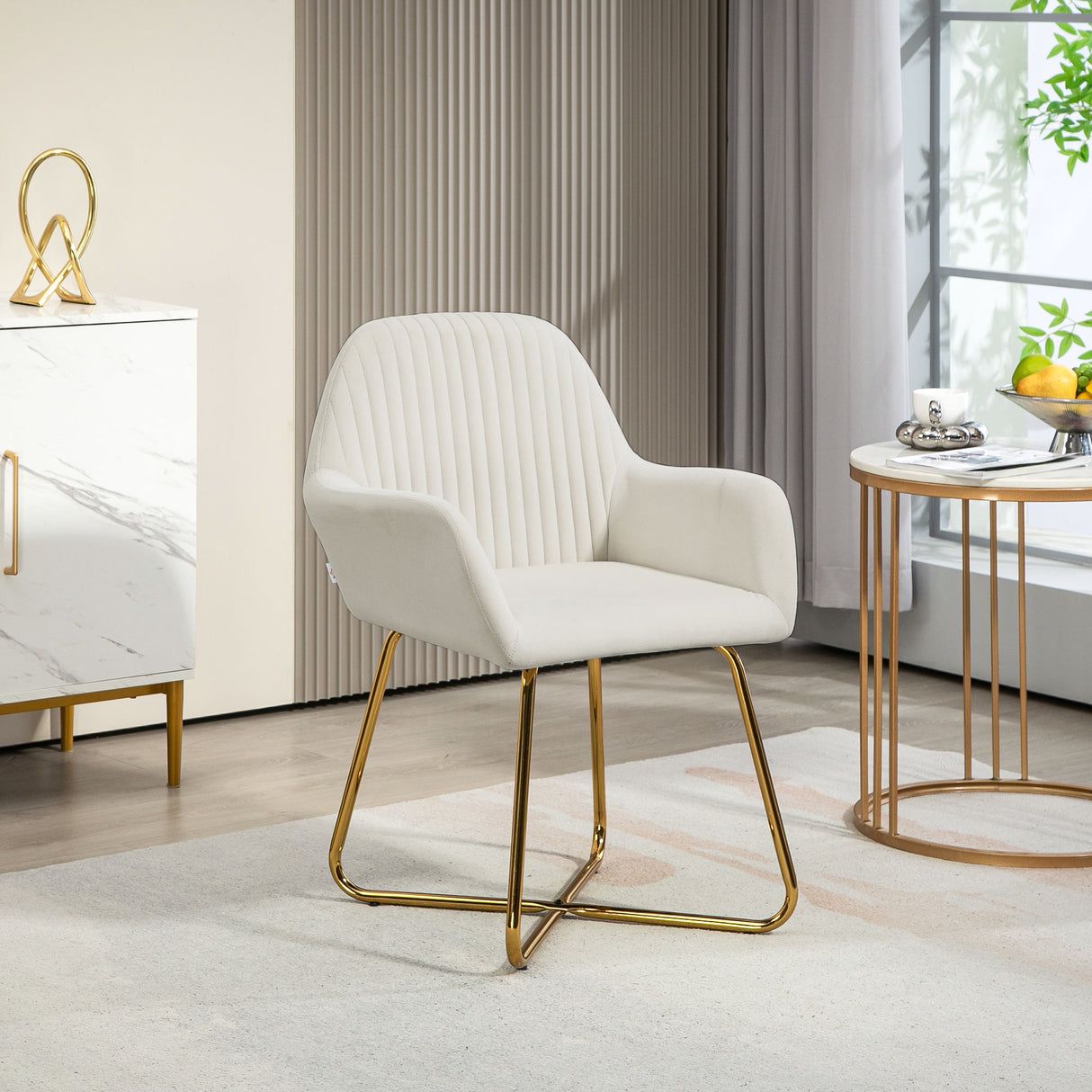 Polyester Fabric Accent Chair 60cm Wide With Metal Base - Velmora
