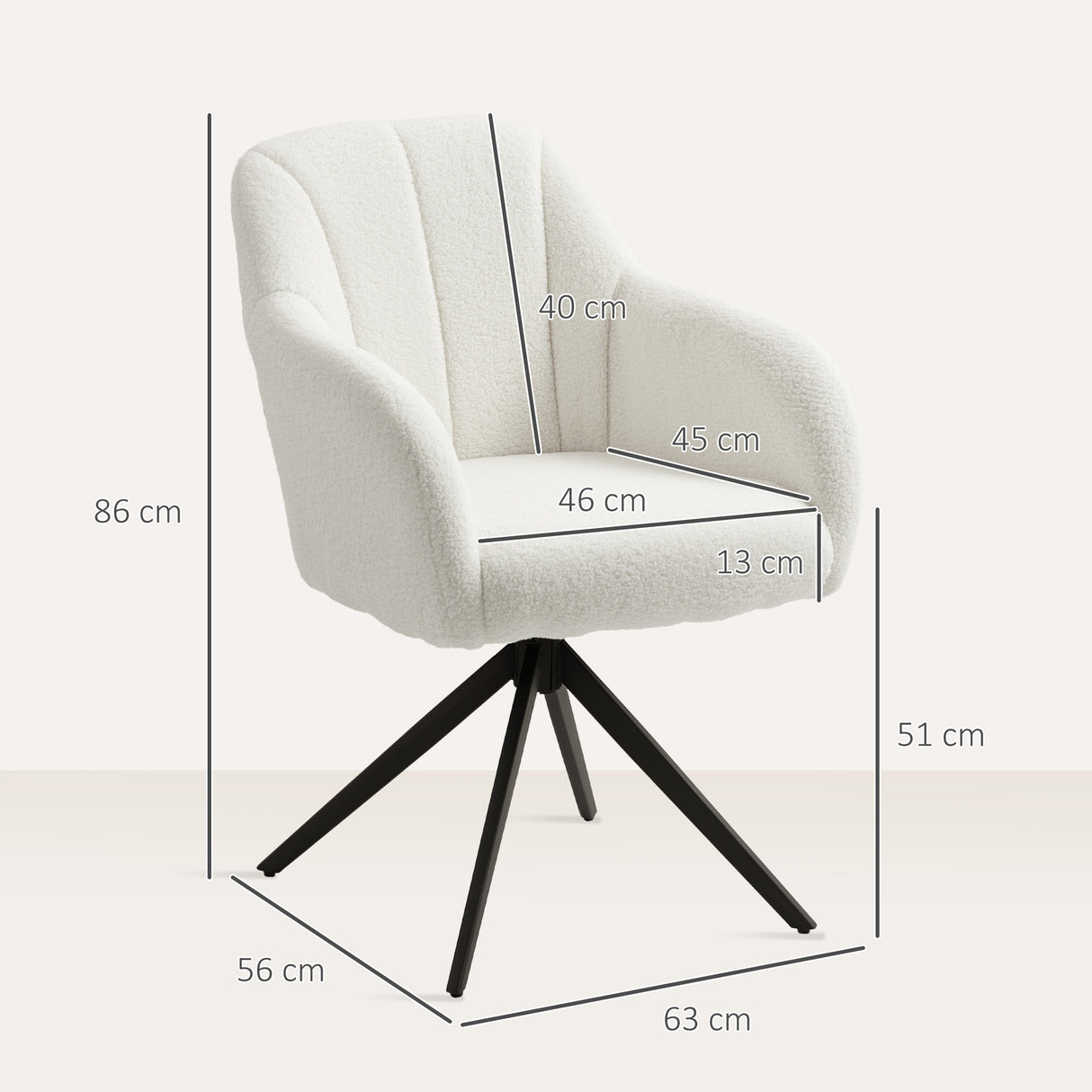 Polyester Fabric Accent Chair 63cm Wide With Steel Legs - Velmora