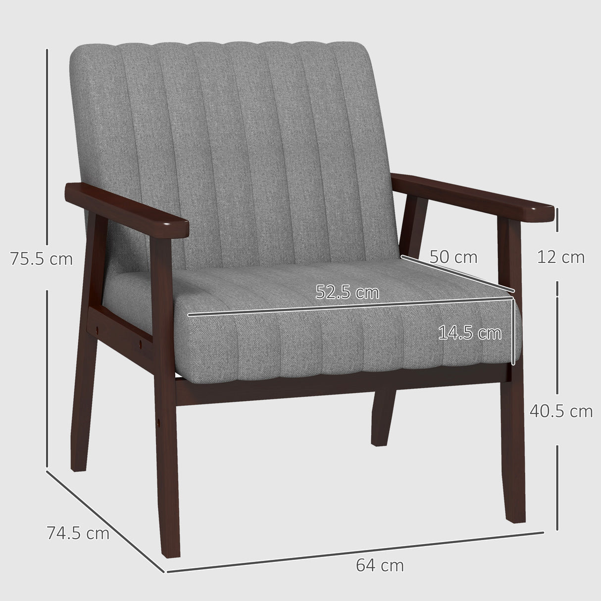 Polyester Fabric Accent Chair 64cm Wide With Wooden Frame - Velmora