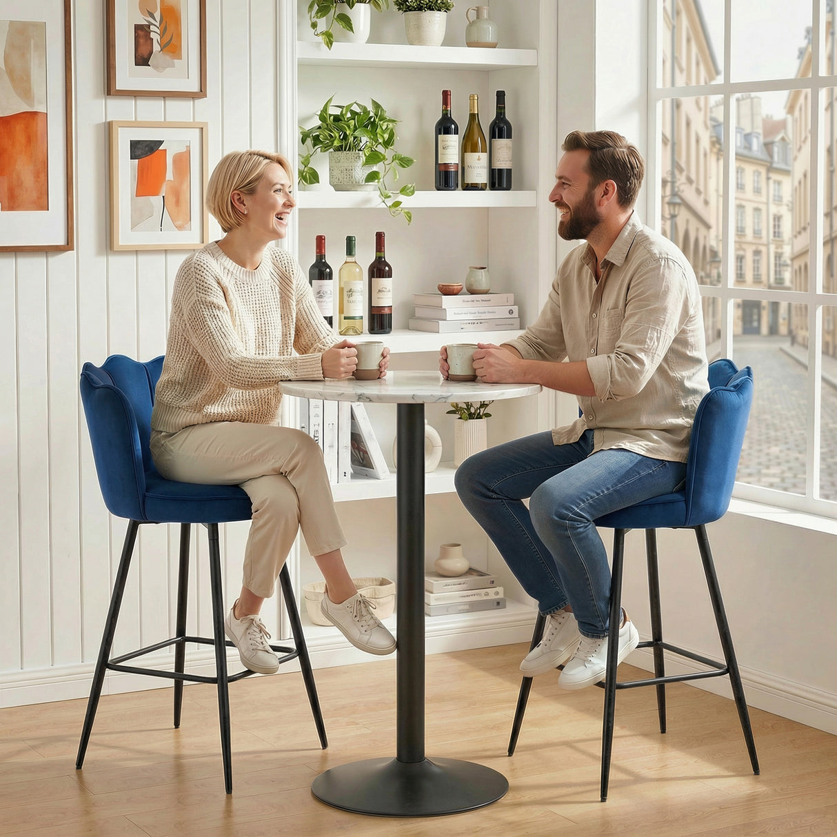 Polyester Fabric Bar Chairs in Set Of 2 - Velmora