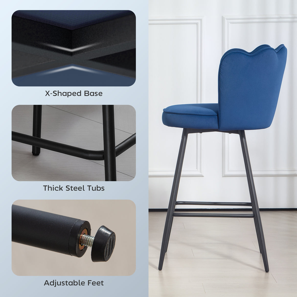 Polyester Fabric Bar Chairs in Set Of 2 - Velmora