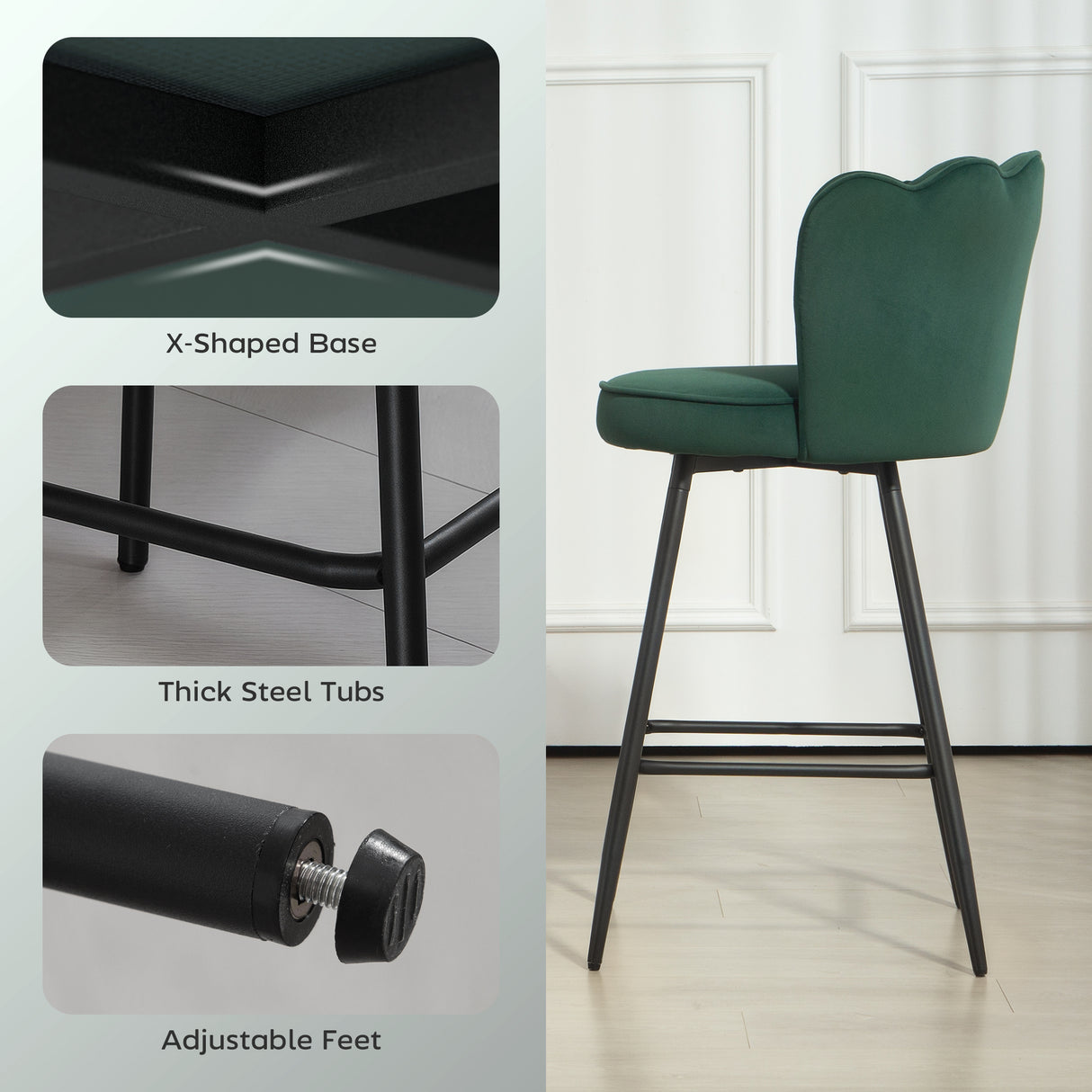 Polyester Fabric Bar Chairs in Set Of 2 - Velmora