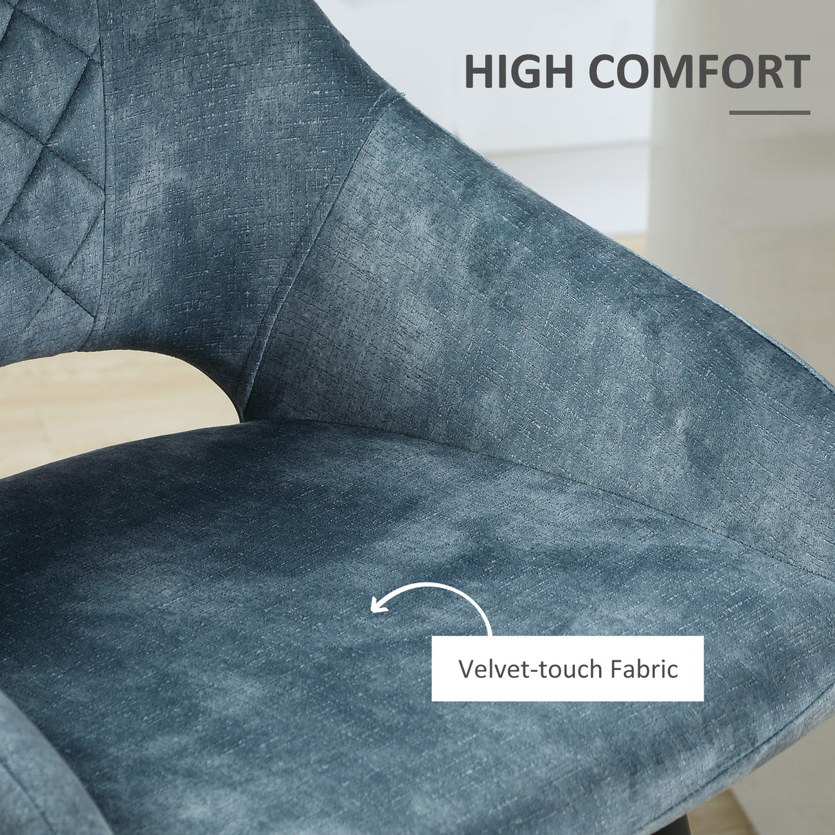 Polyester Fabric Bar Chairs in Set Of 2 With Steel Legs - Velmora