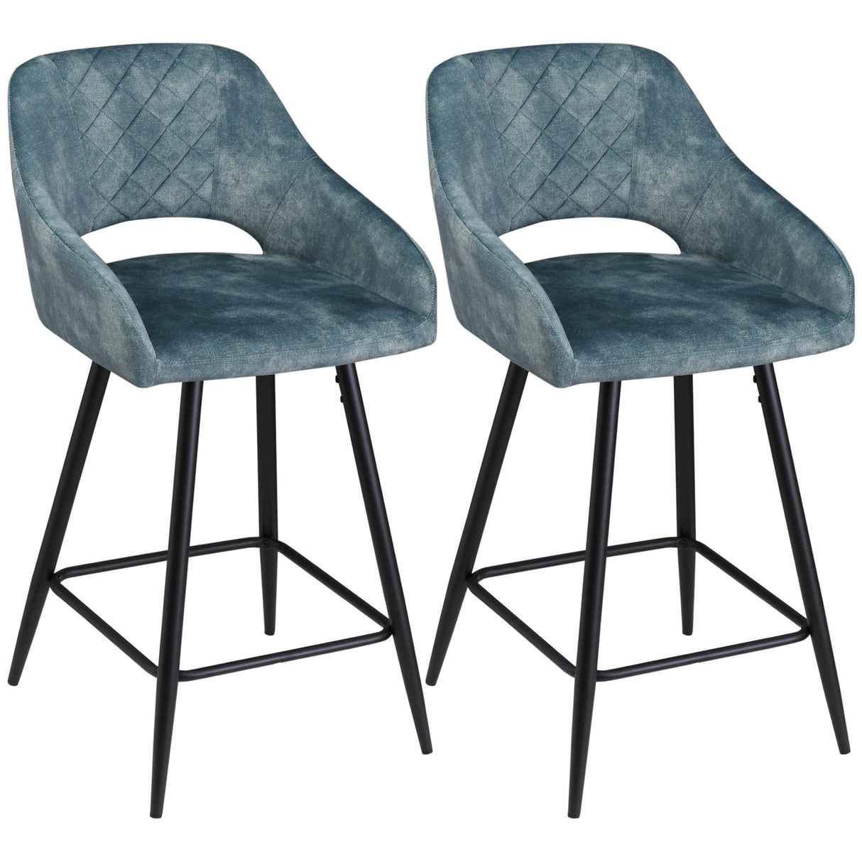 Polyester Fabric Bar Chairs in Set Of 2 With Steel Legs - Velmora