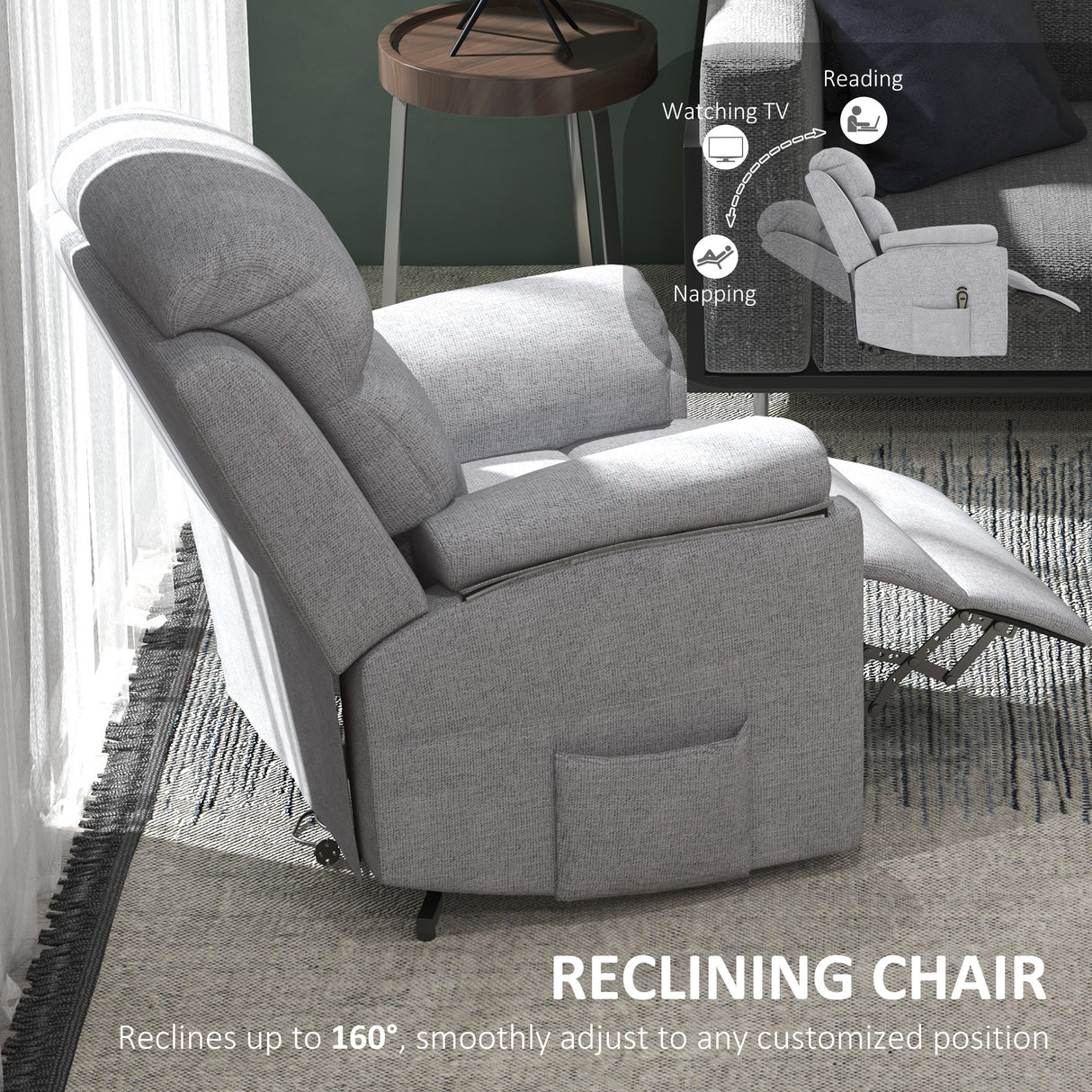 Polyester Fabric Electric Recliner Chair 83cm Wide - Velmora