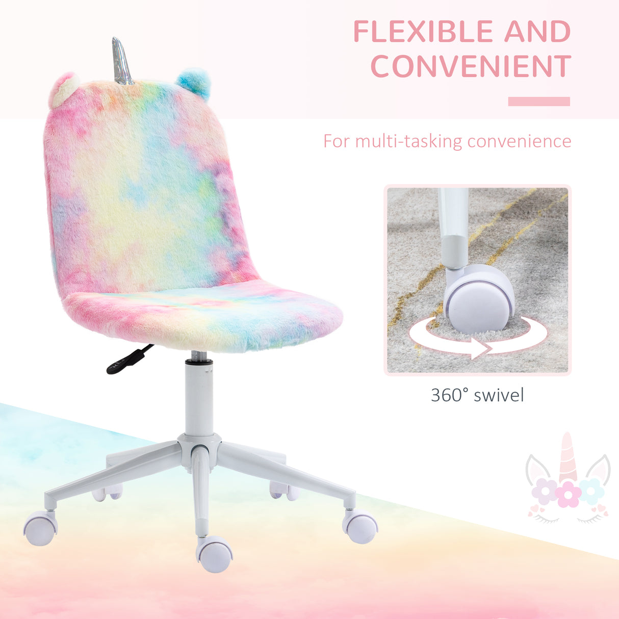 Polyester Fabric Home And Office Chair 41cm Wide With Swivel Wheel - Velmora