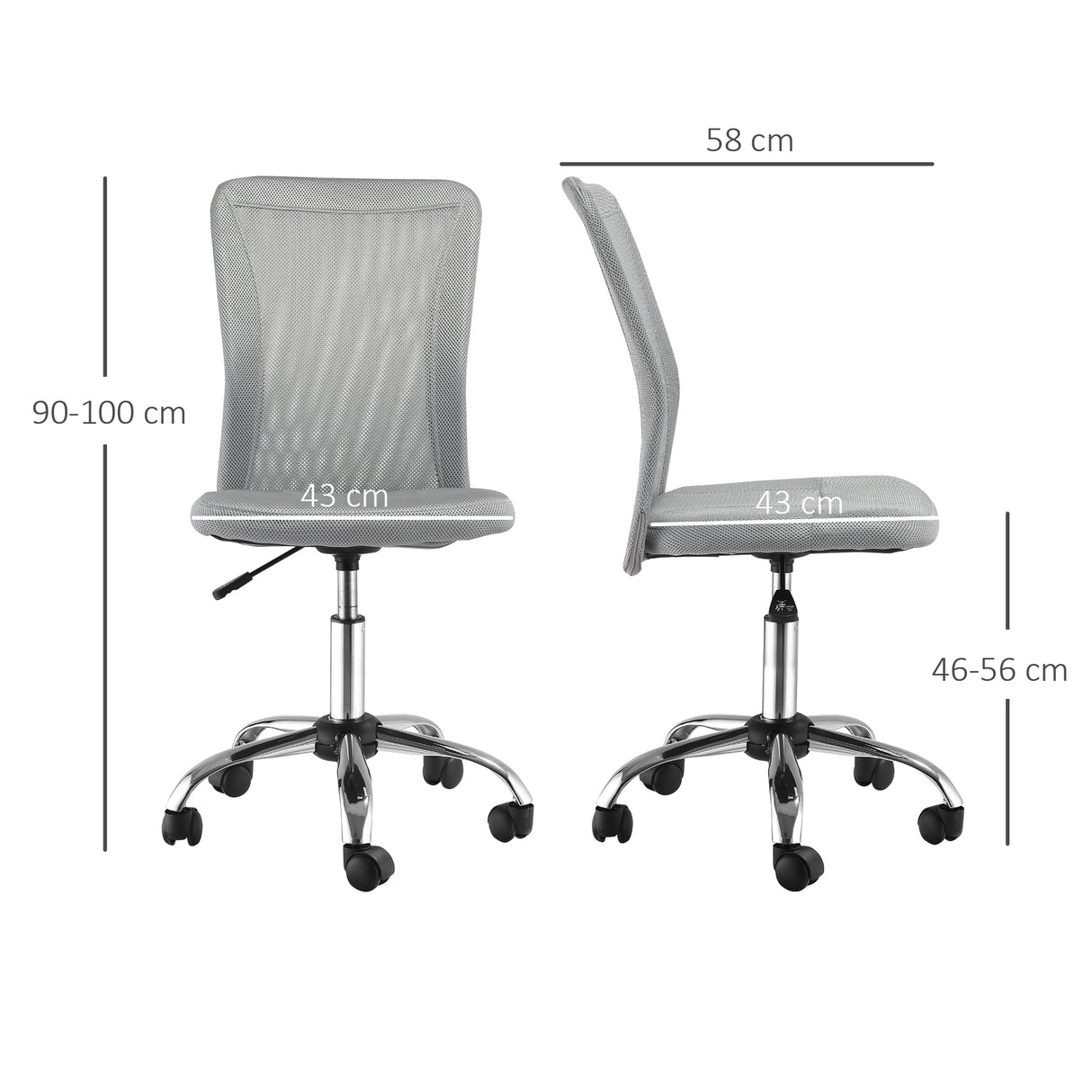 Polyester Fabric Home And Office Chair 43cm W x 58cm D Armless - Velmora