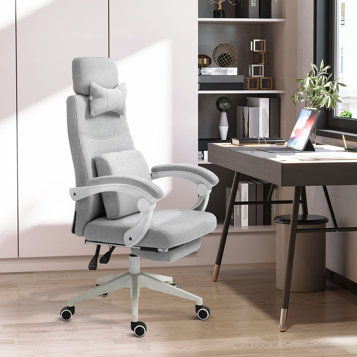 Polyester Fabric Home And Office Chair 62cm Wide High Back - Velmora