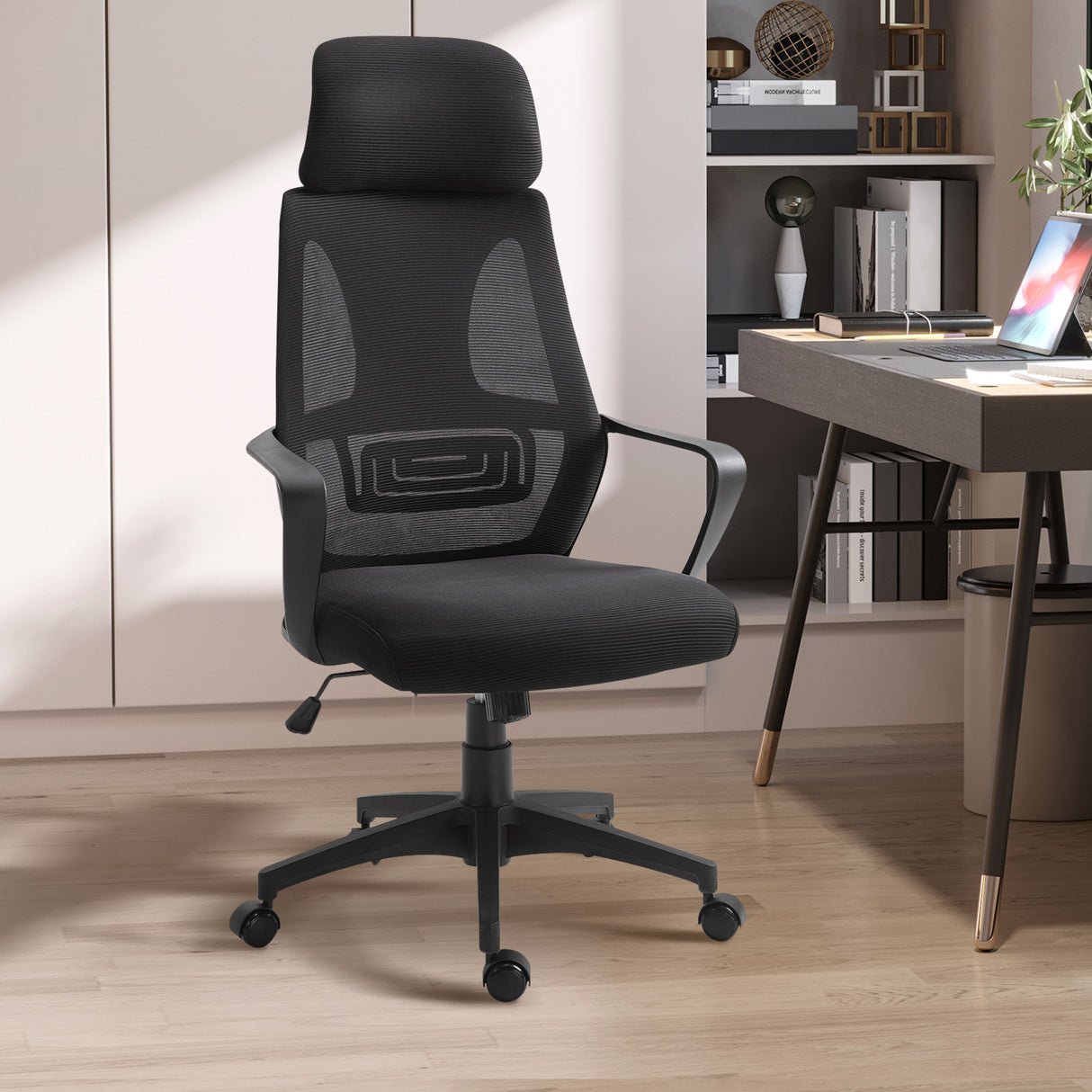 Polyester Fabric Home And Office Chair 64cm Wide High Back - Velmora