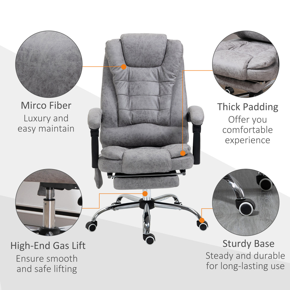 Polyester Fabric Home And Office Chair 65cm Wide With Footrest - Velmora