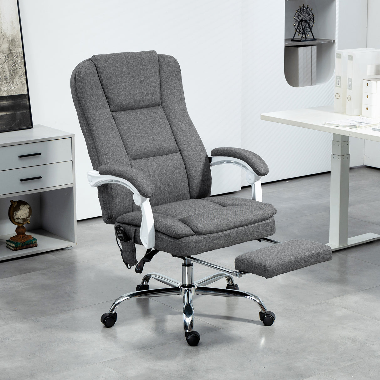 Polyester Fabric Home And Office Chair 66cm Wide With Footrest - Velmora