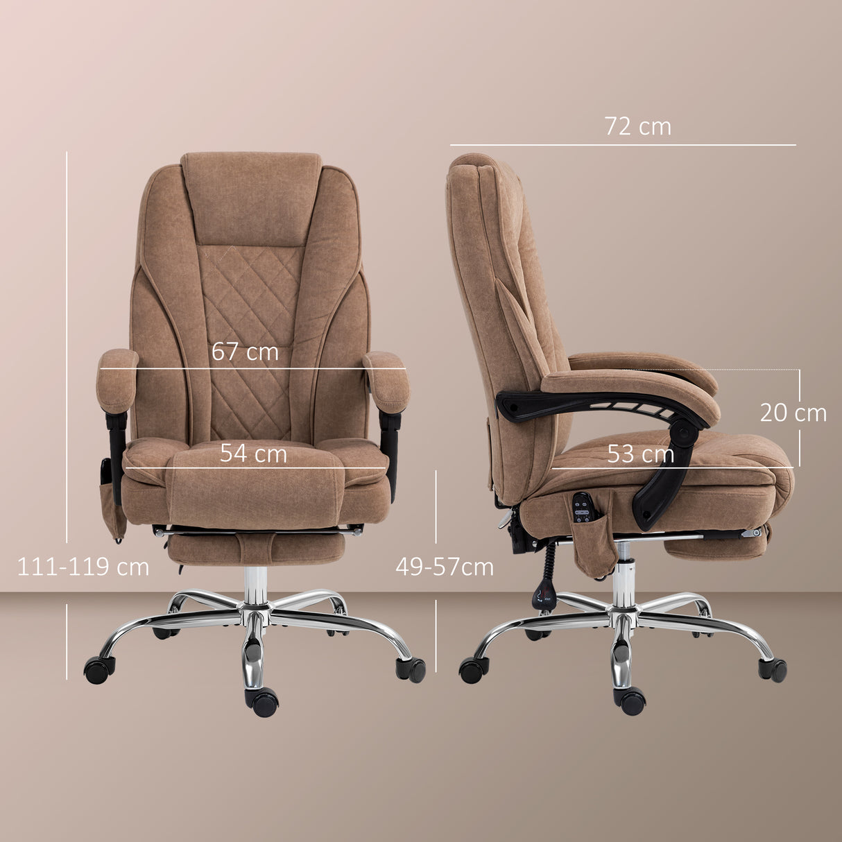 Polyester Fabric Home And Office Chair 67cm Wide With Footrest - Velmora