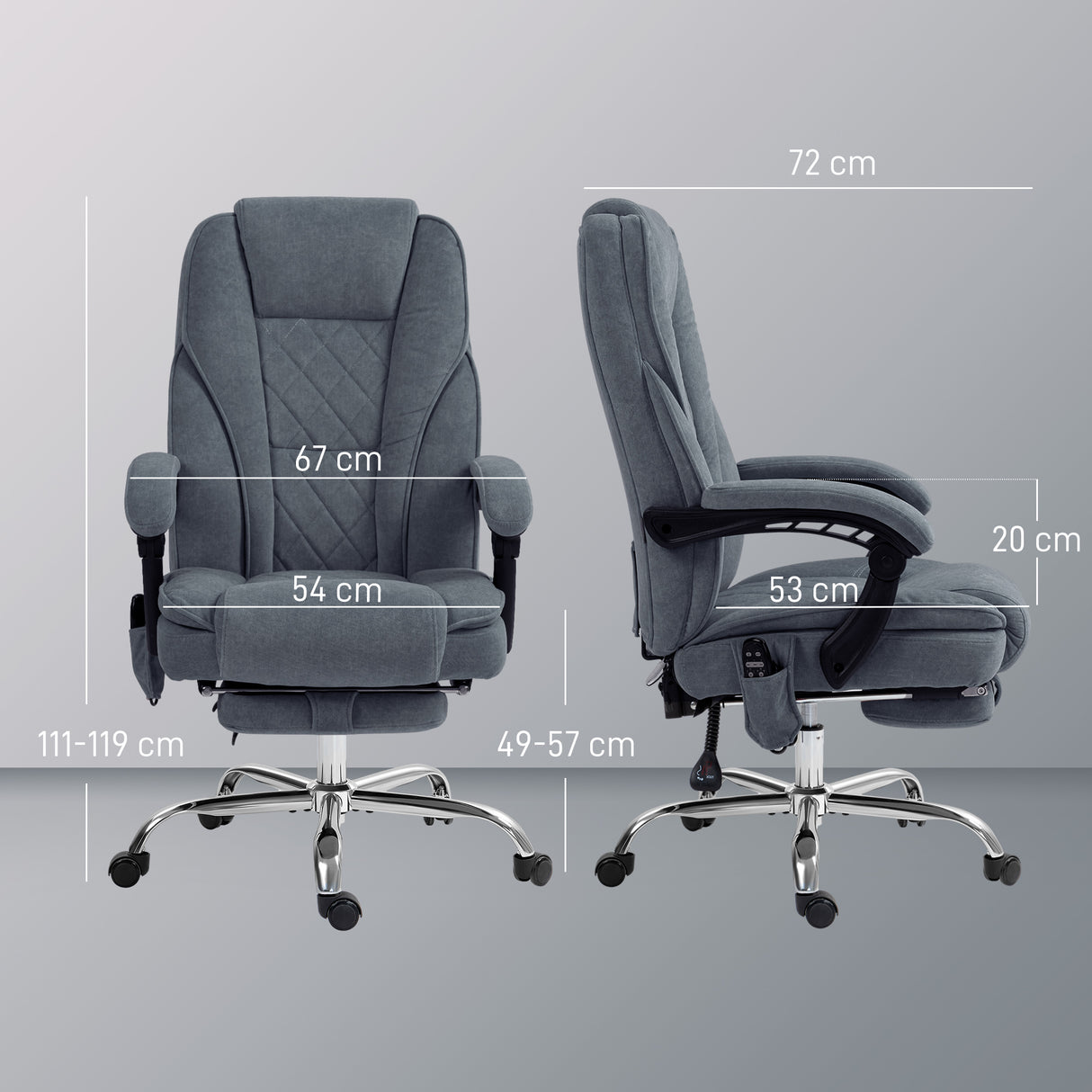 Polyester Fabric Home And Office Chair 67cm Wide With Footrest - Velmora
