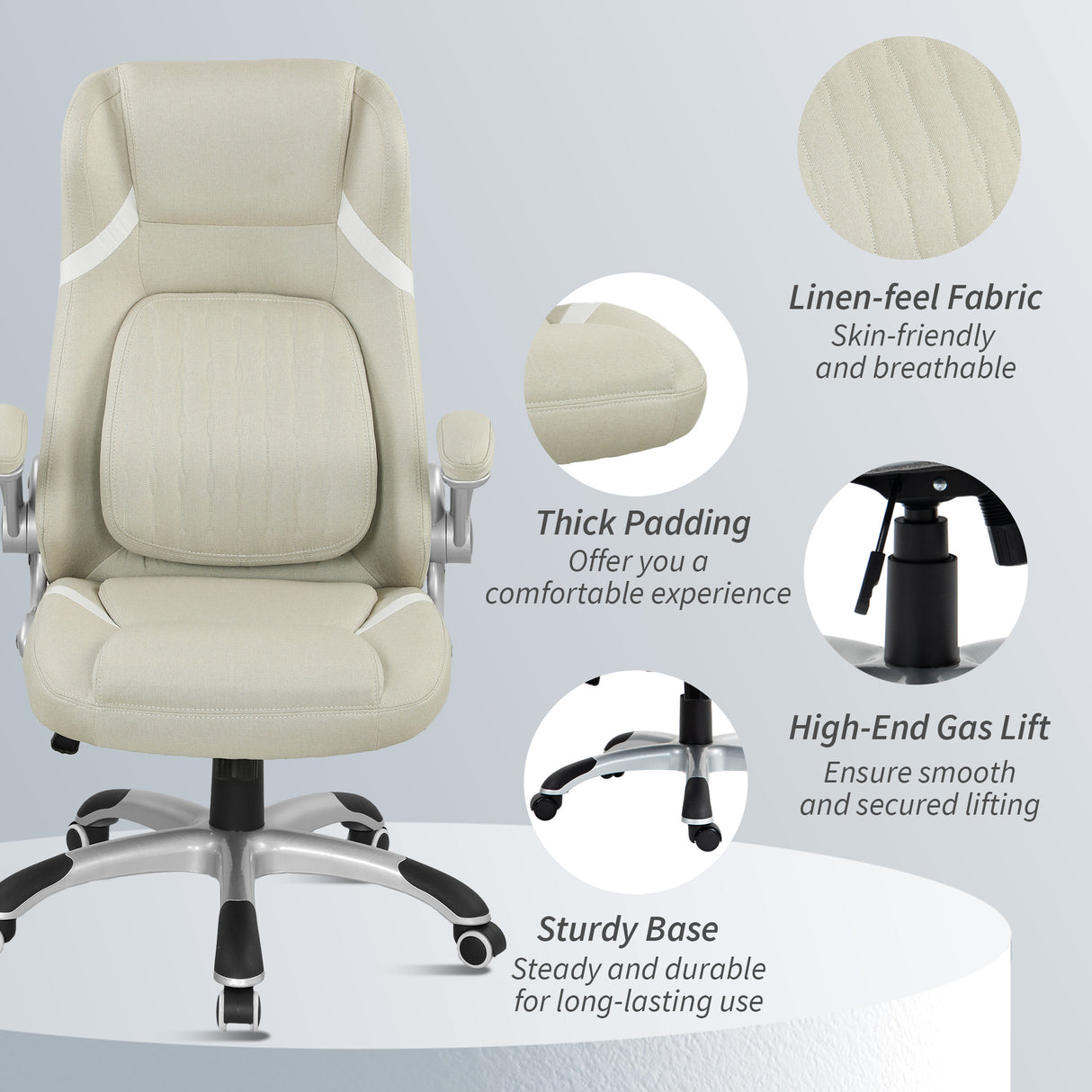 Polyester Fabric Home And Office Chair 68cm Wide High Back - Velmora
