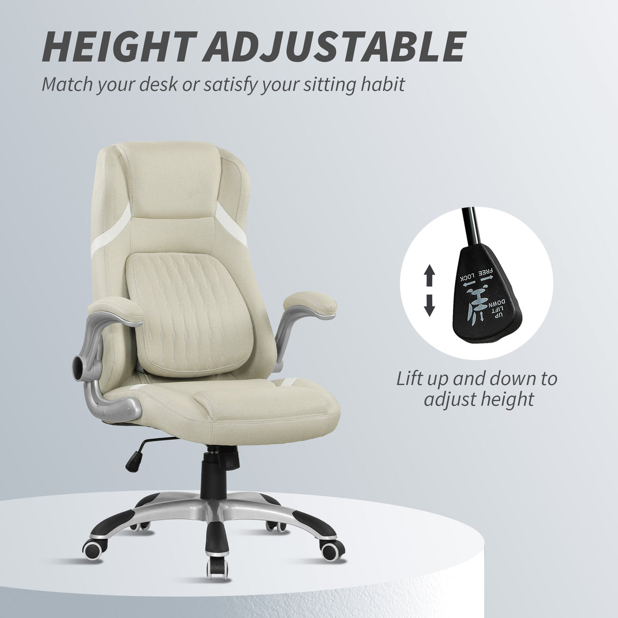 Polyester Fabric Home And Office Chair 68cm Wide High Back - Velmora