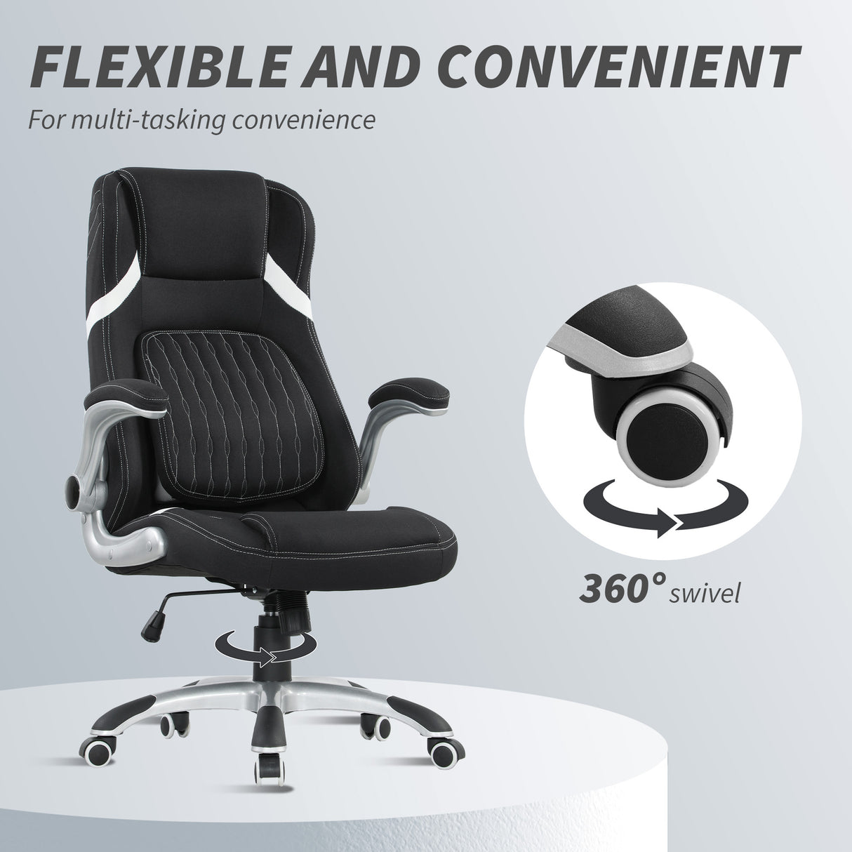Polyester Fabric Home And Office Chair 68cm Wide High Back - Velmora