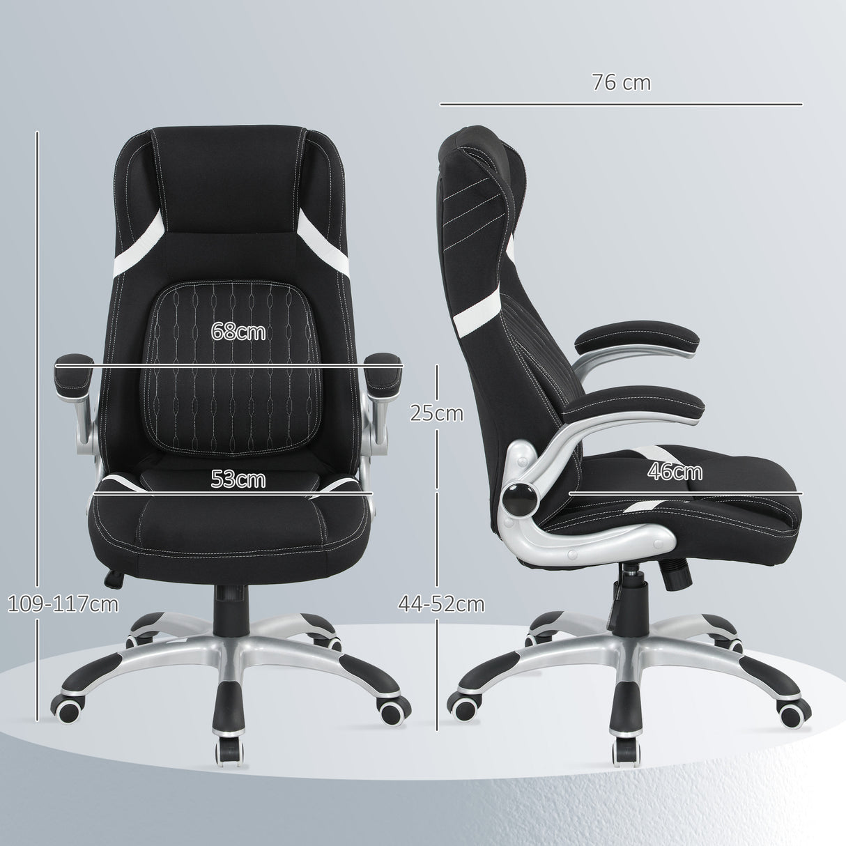 Polyester Fabric Home And Office Chair 68cm Wide High Back - Velmora