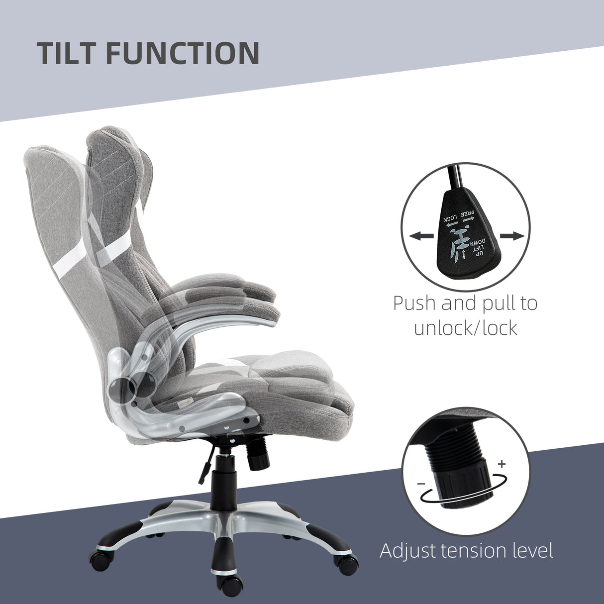 Polyester Fabric Home And Office Chair 68cm Wide High Back - Velmora