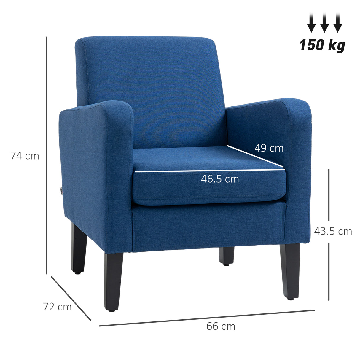 Polyester Fabric Occasional Armchair 66cm Wide - Velmora