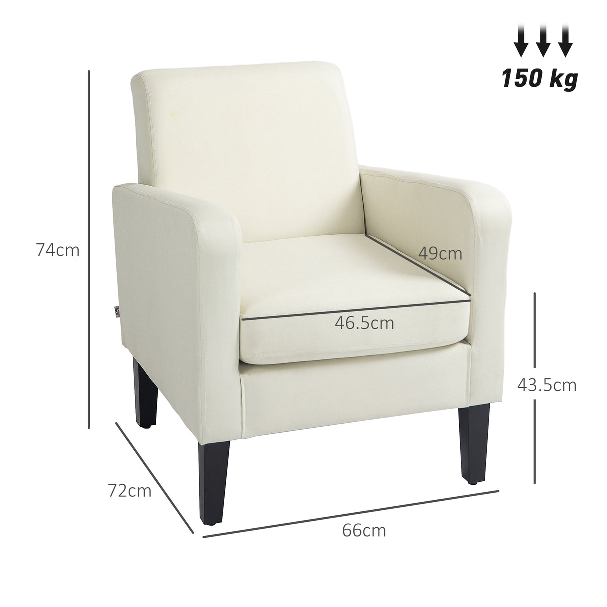 Polyester Fabric Occasional Armchair 66cm Wide - Velmora