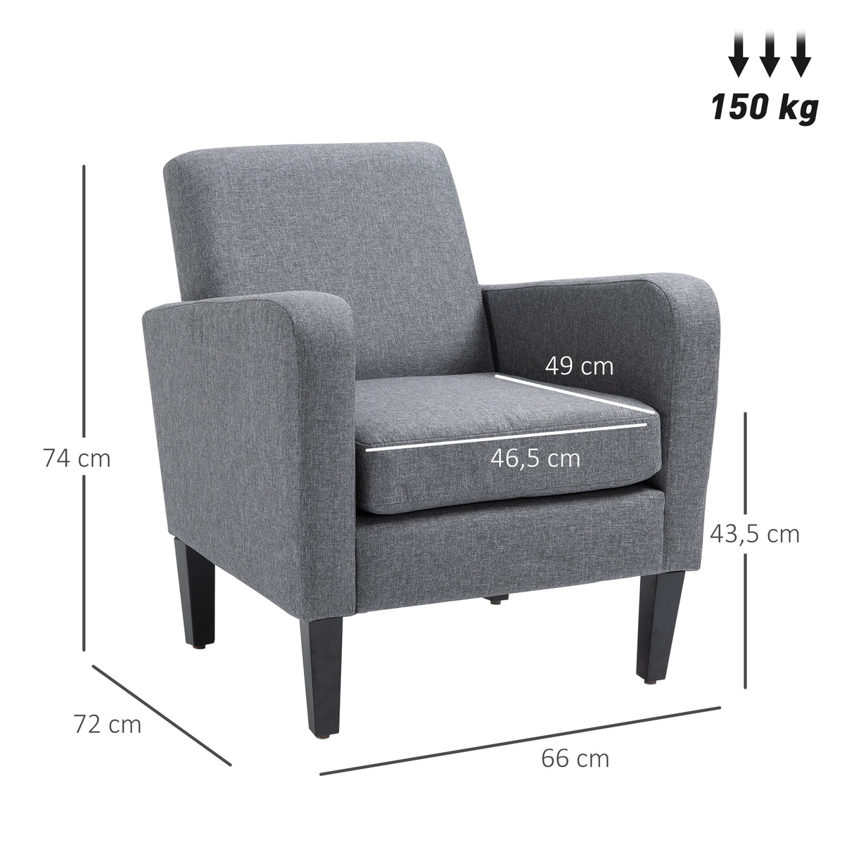 Polyester Fabric Occasional Armchair 66cm Wide - Velmora