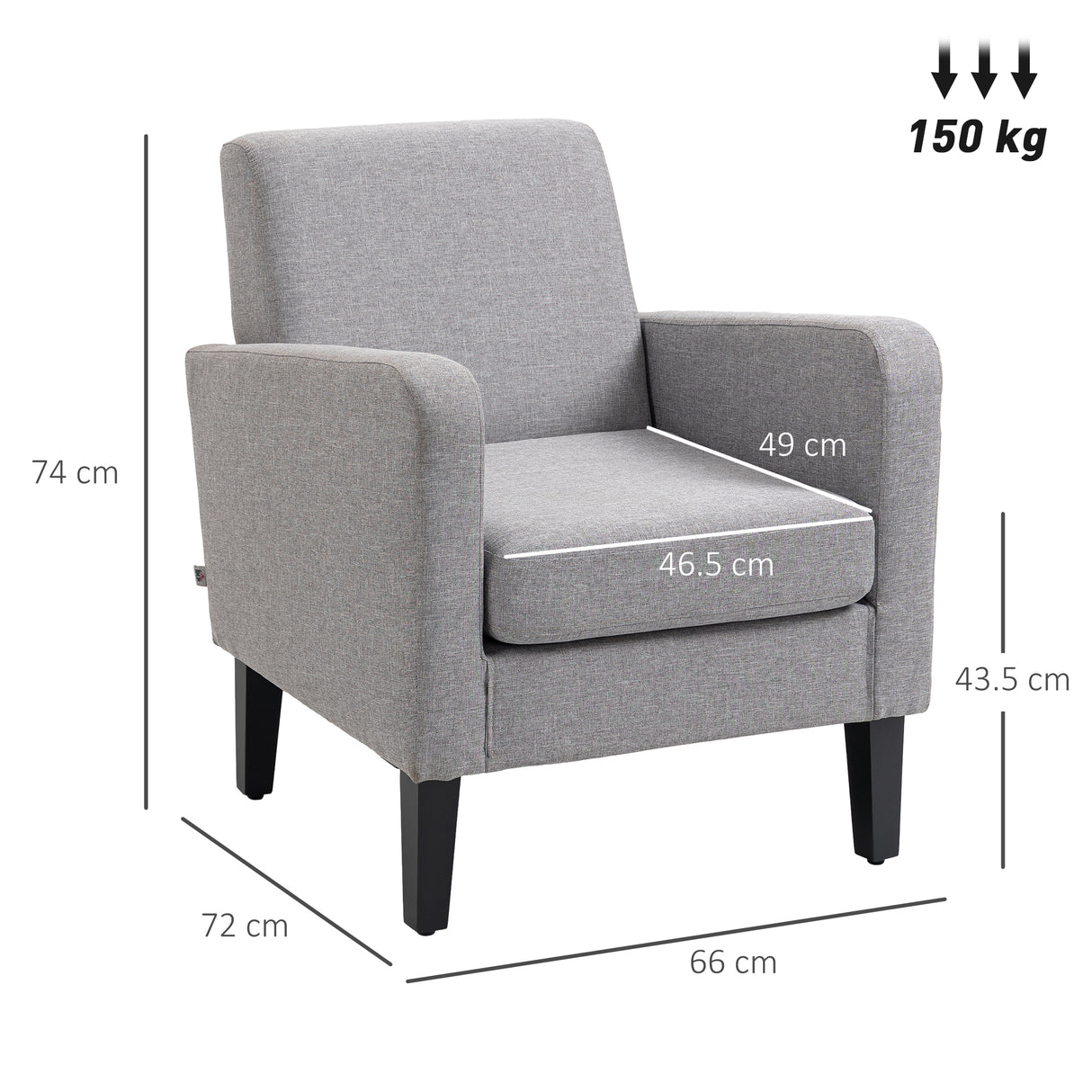 Polyester Fabric Occasional Armchair 66cm Wide - Velmora