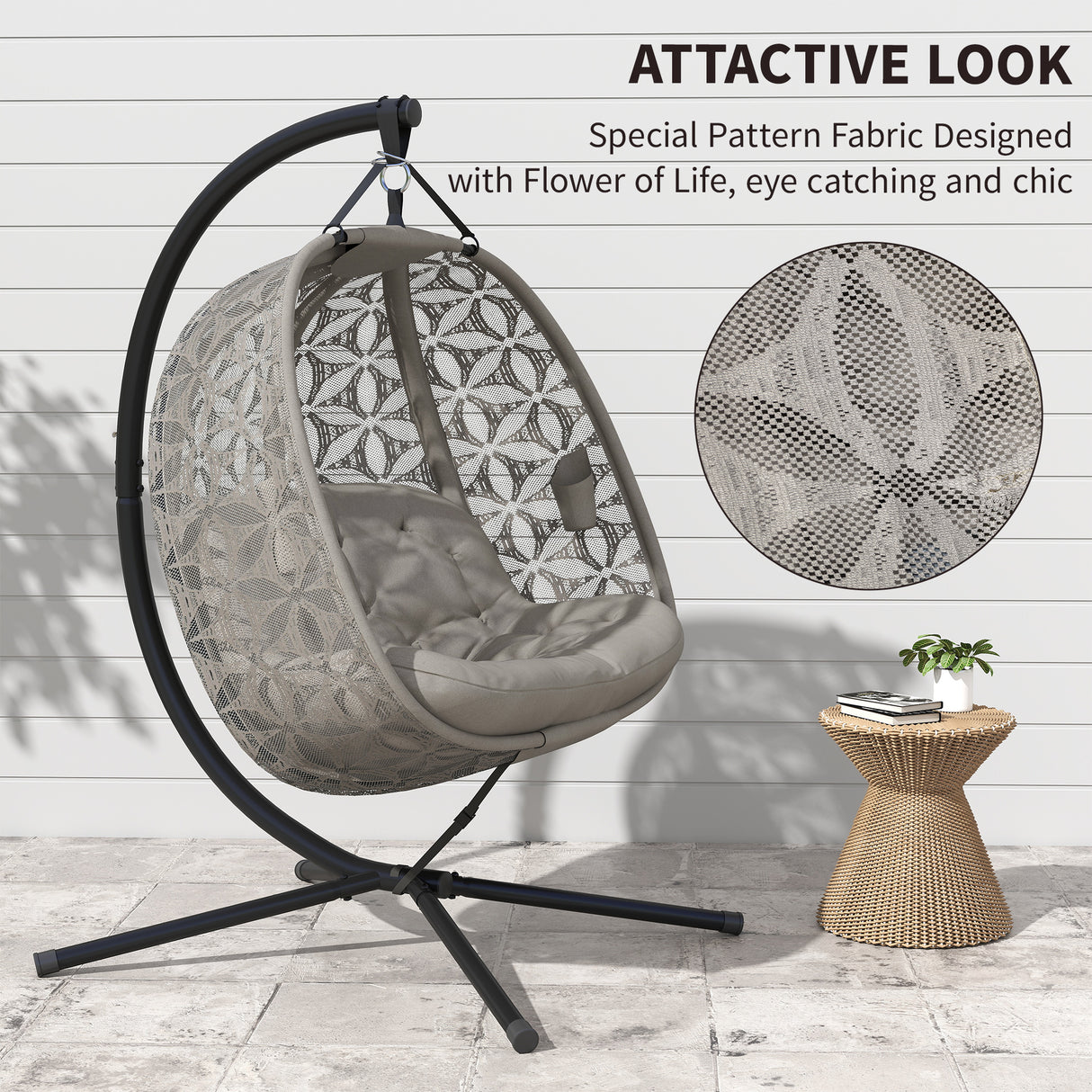 Polyester Fabric Outdoor Double Hanging Swing Chair With Cushion - Velmora