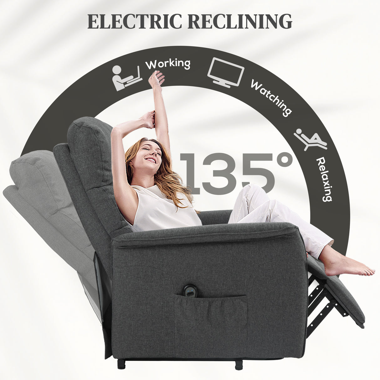 Polyester Fabric Recliner Chair 66cm Wide With Footrest - Velmora