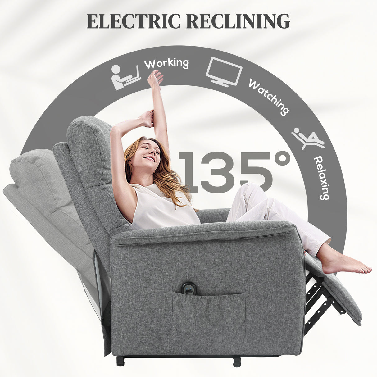 Polyester Fabric Recliner Chair 66cm Wide With Footrest - Velmora