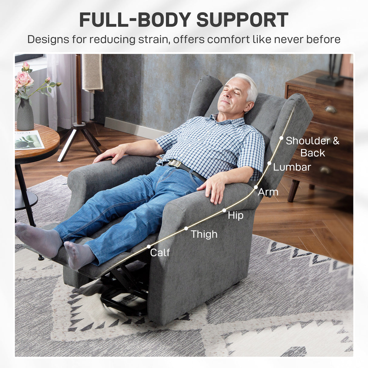 Polyester Fabric Recliner Chair 72.5cm Wide With Footrest - Velmora