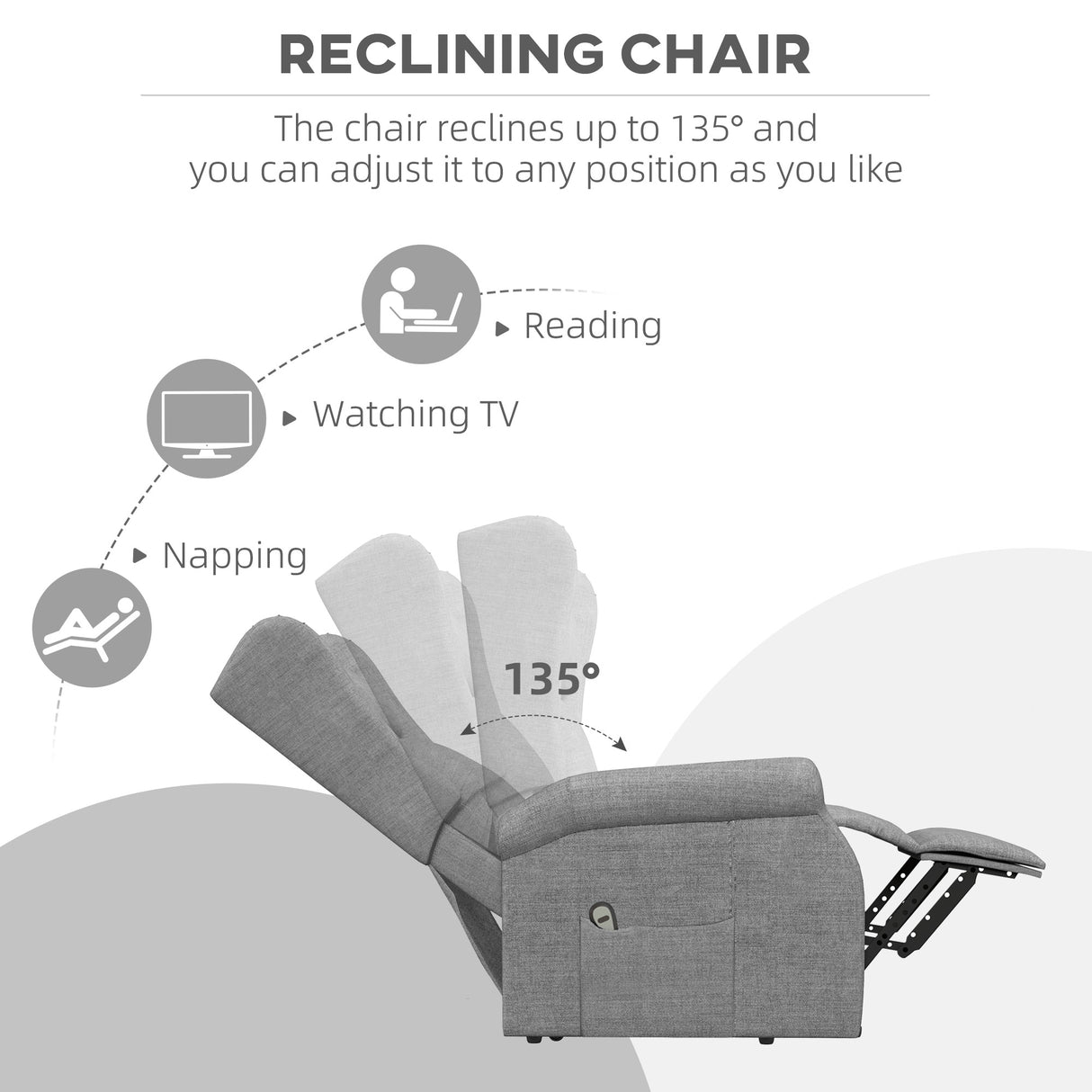 Polyester Fabric Recliner Chair 72.5cm Wide With Footrest - Velmora