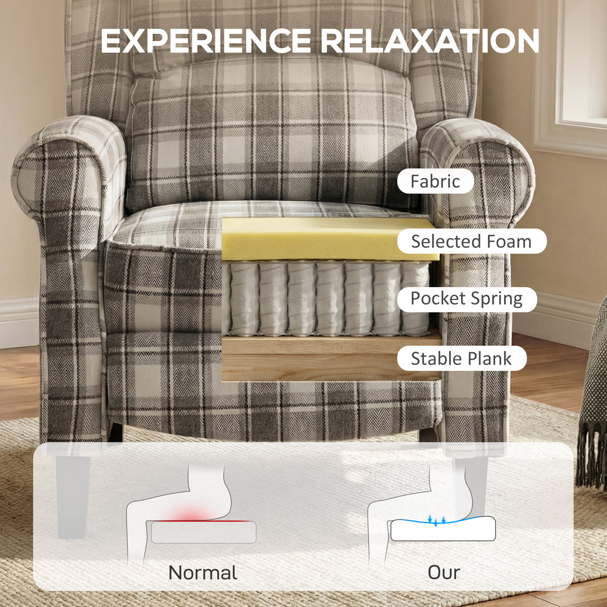 Polyester Fabric Recliner Chair 77cm Wide With Footrest - Velmora