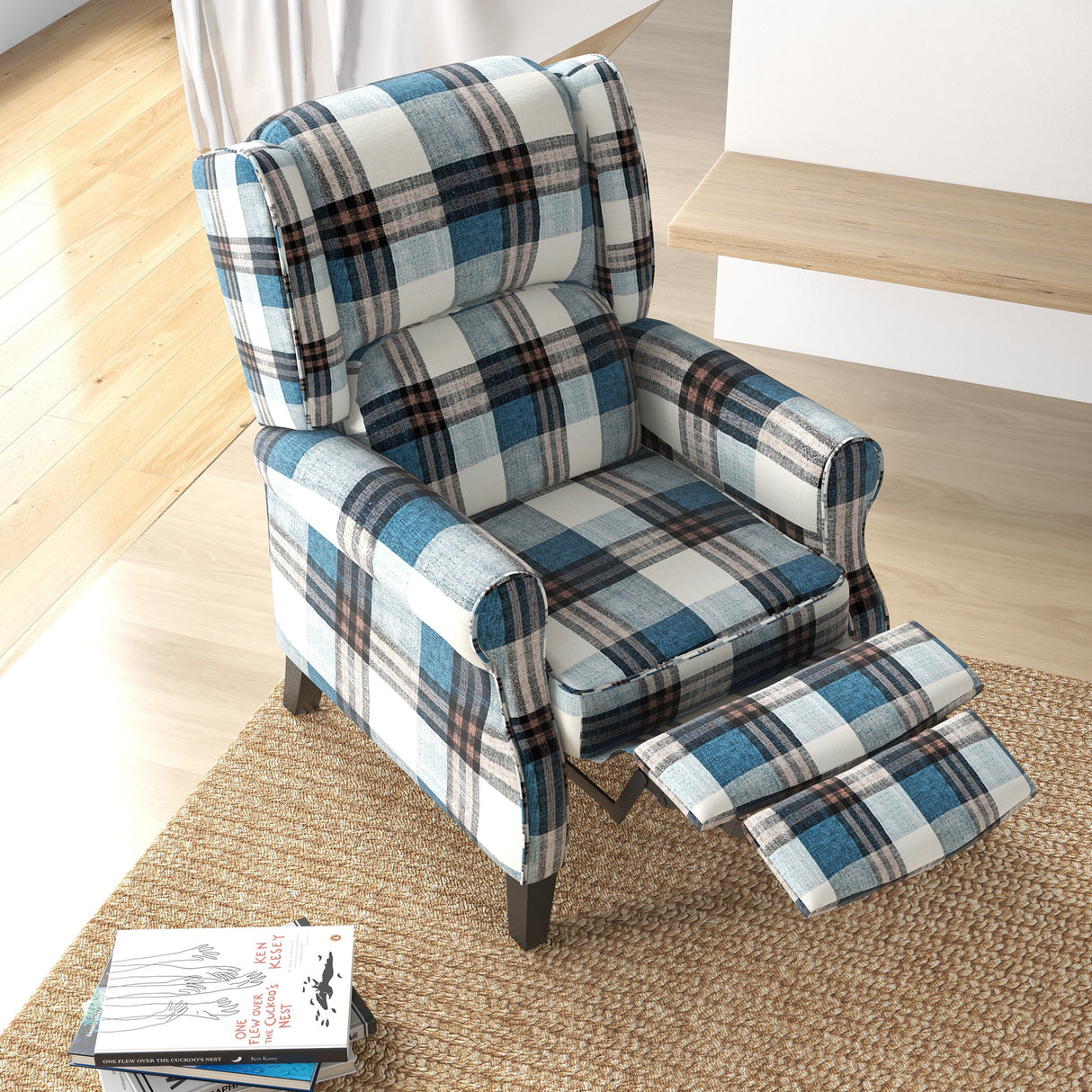 Polyester Fabric Recliner Chair 77cm Wide With Footrest - Velmora