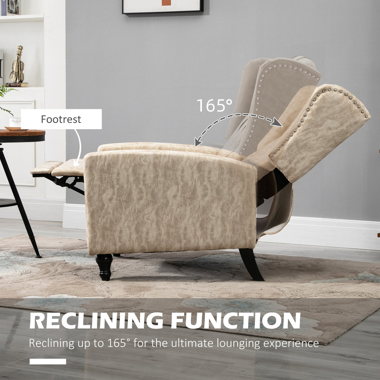 Polyester Fabric Reclining Armchair 73cm Wide - Velmora
