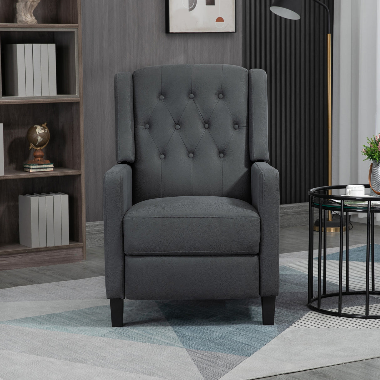 Polyester Fabric Reclining Armchair With Leg Rest 68cm Wide - Velmora