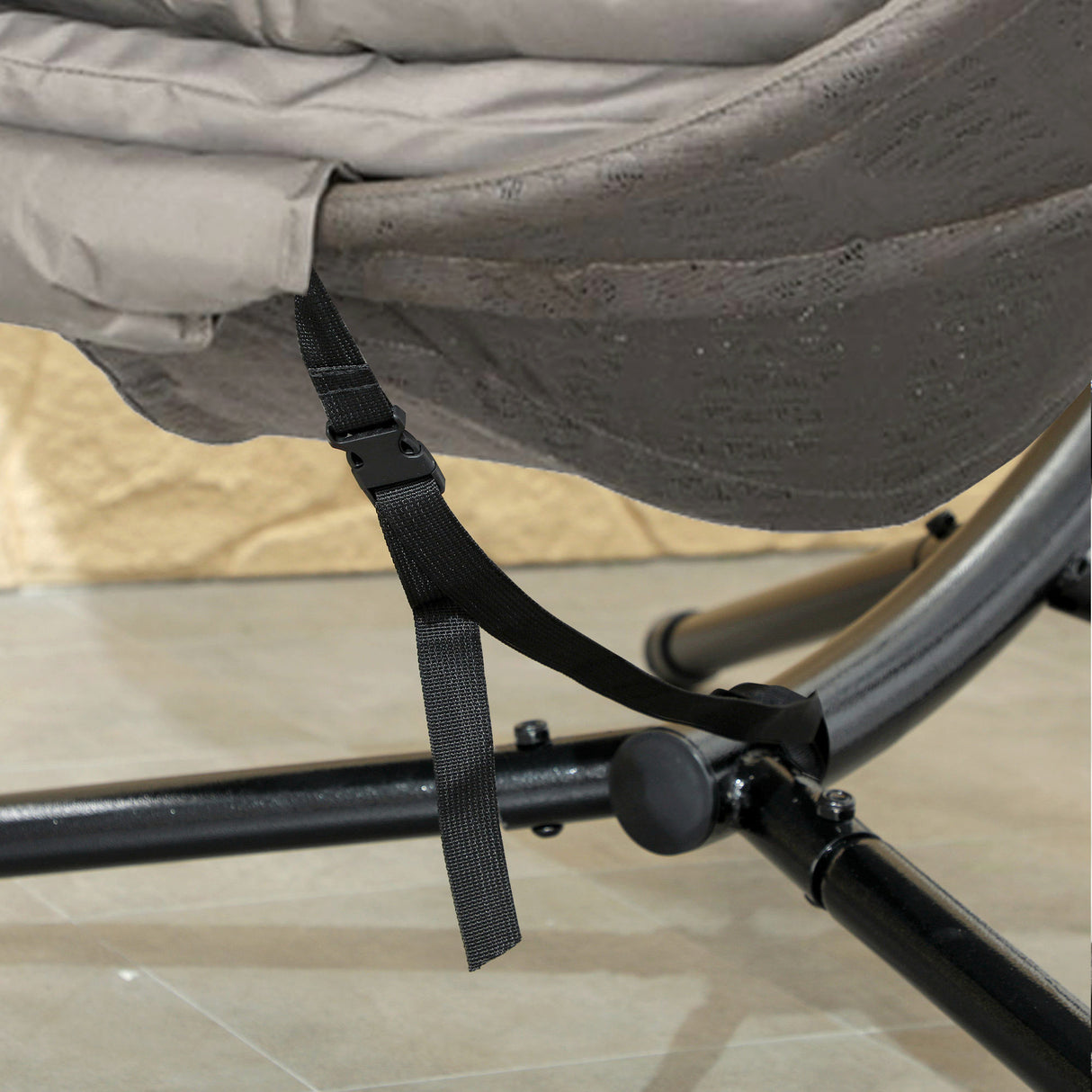 Polyester Fabric Round Egg Basket Swing Chair With Steel Stand - Velmora