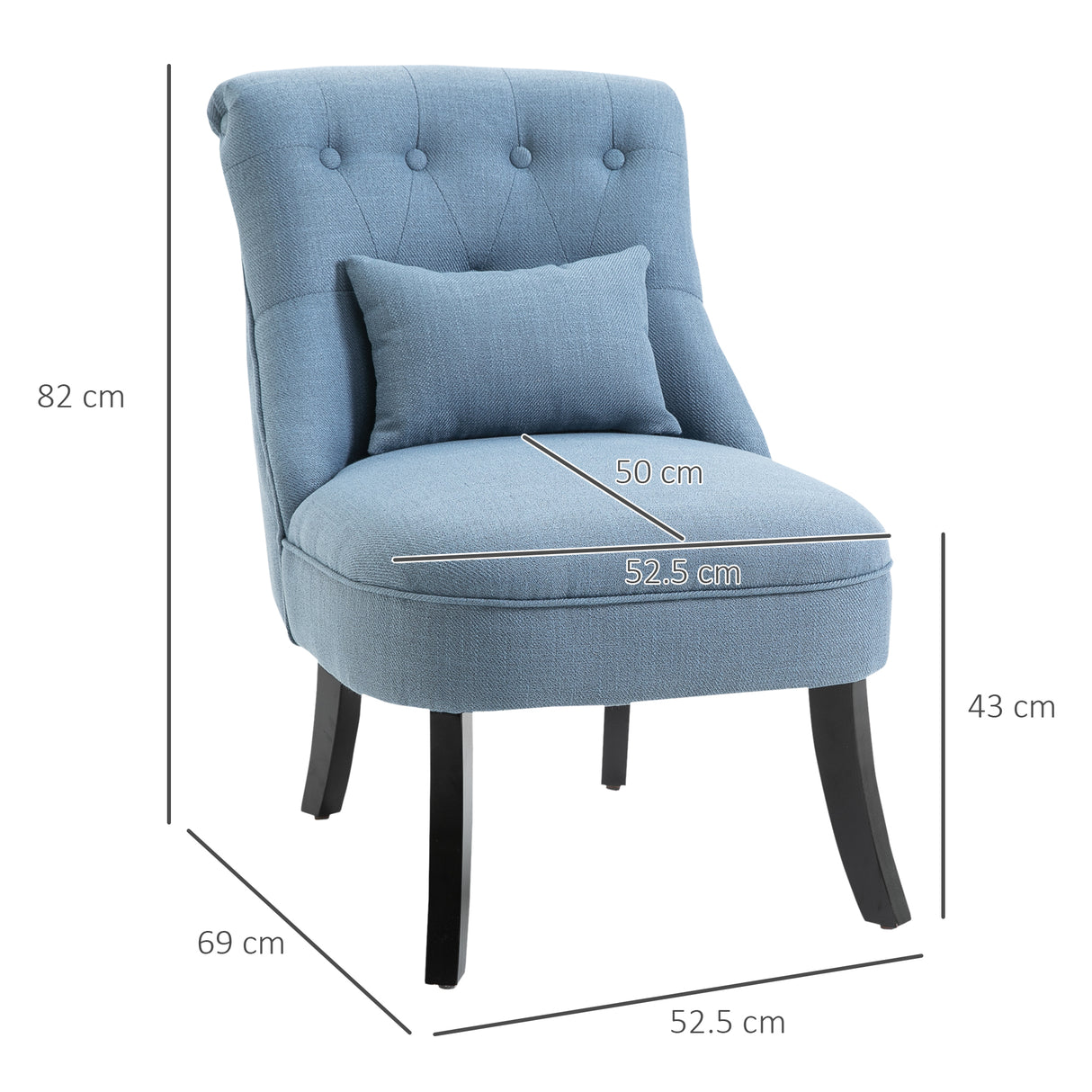 Polyester Fabric Single Sofa Tub Chair 52.5cm Wide in Set Of 2 - Velmora